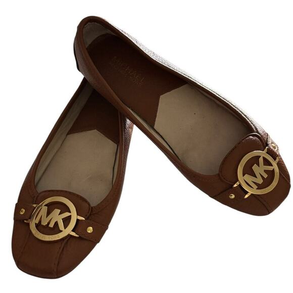 Michael Kors Saffiano Fulton Leather Shoes Moccasin Tan Color Size 7.5 M - Picture 2 of 8